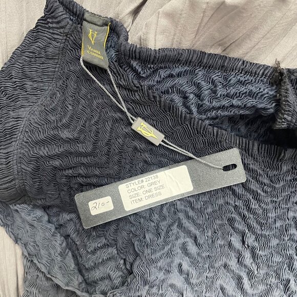 Vannie Couture Women’s Grey Ombre Pleated Midi Dress Stretch One Size Fits Most - Picture 4 of 6